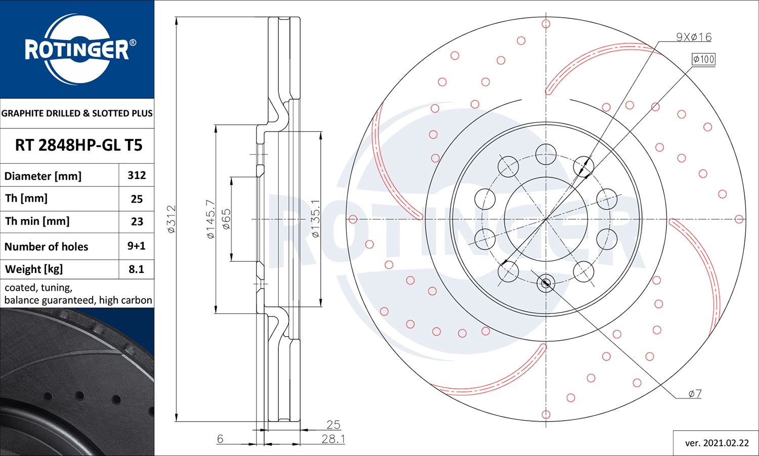 Тормозной диск GRAPHITE DRILLED & SLOTTED PLUS