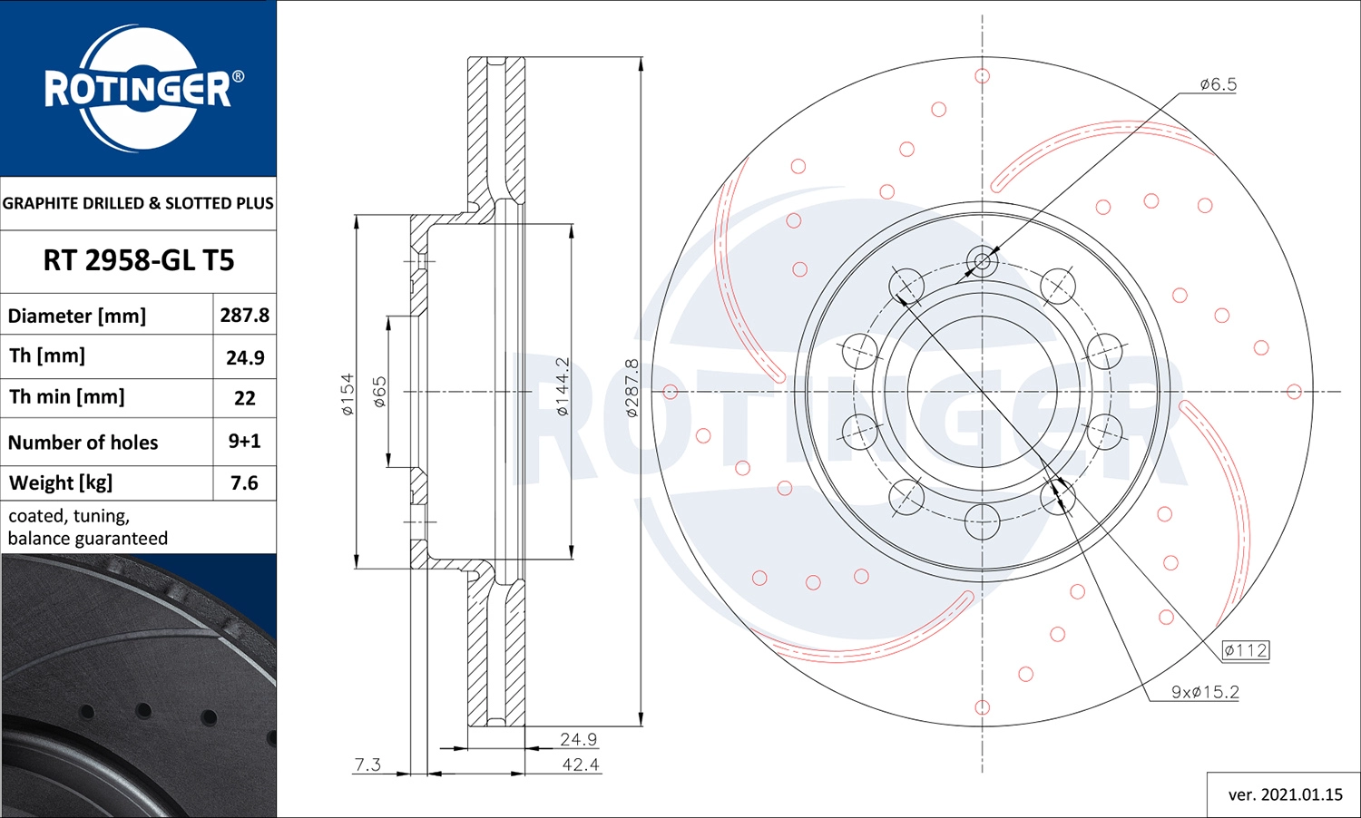 Тормозной диск GRAPHITE DRILLED & SLOTTED PLUS
