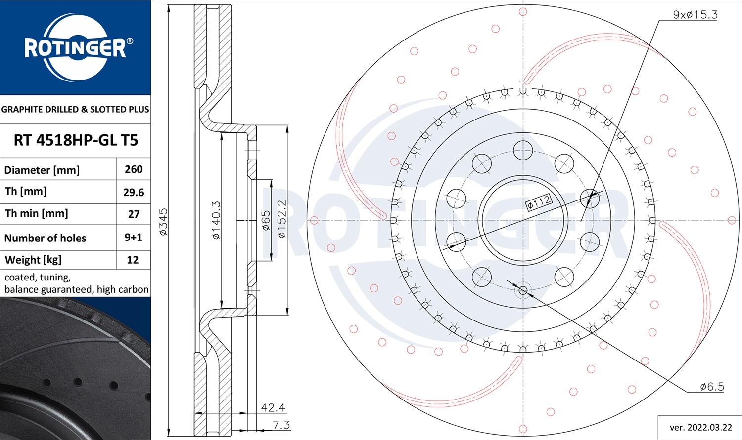 Тормозной диск GRAPHITE DRILLED & SLOTTED PLUS