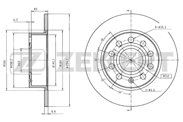 ZEKKERT BS-5044 - Тормозные диски