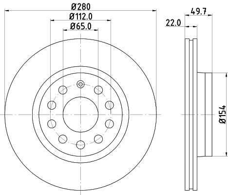 HELLA 8DD 355 109-561 - Тормозной диск PRO