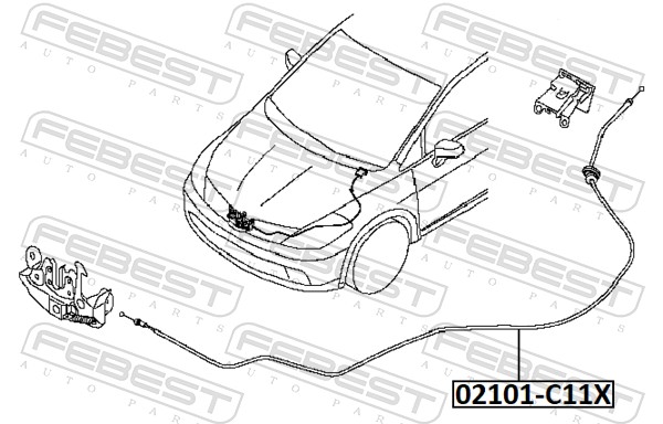 FEBEST 02101-C11X - Тросик капота