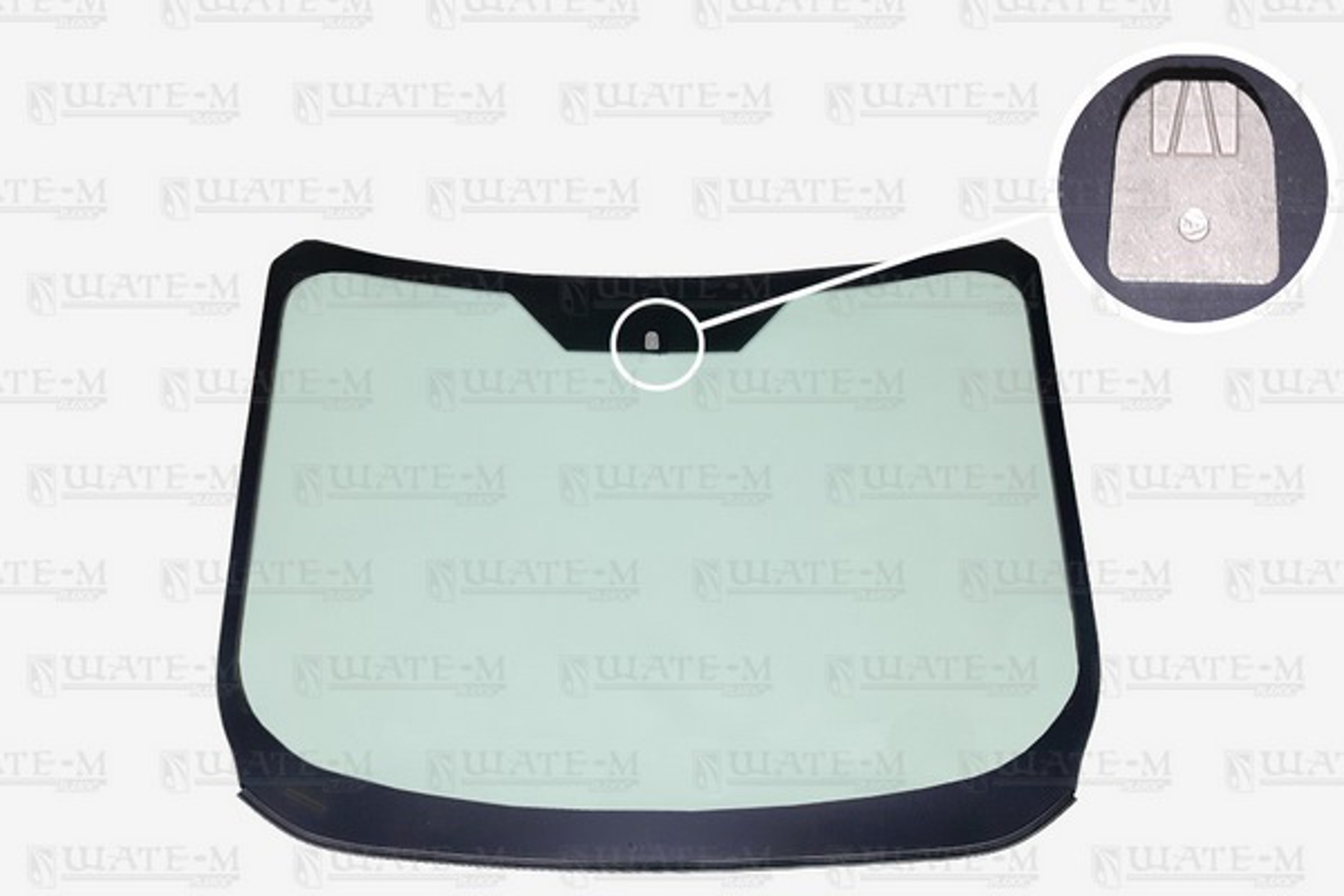 Стекло лобовое FORD: TRANSIT COURIER 14- (1445x1058) зеленое теплорассеивающее, VIN, кассета, измен. внешнего вида + изменение крепежа под зеркало.