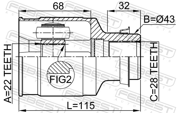 FEBEST 0511-323FRH - ШРУС