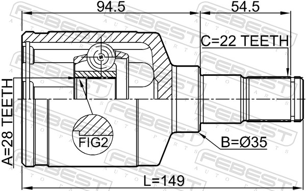FEBEST 0711-RS413LH - ШРУС