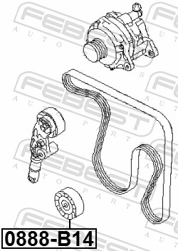 FEBEST 0888-B14 - Ролик обводной приводного ремня