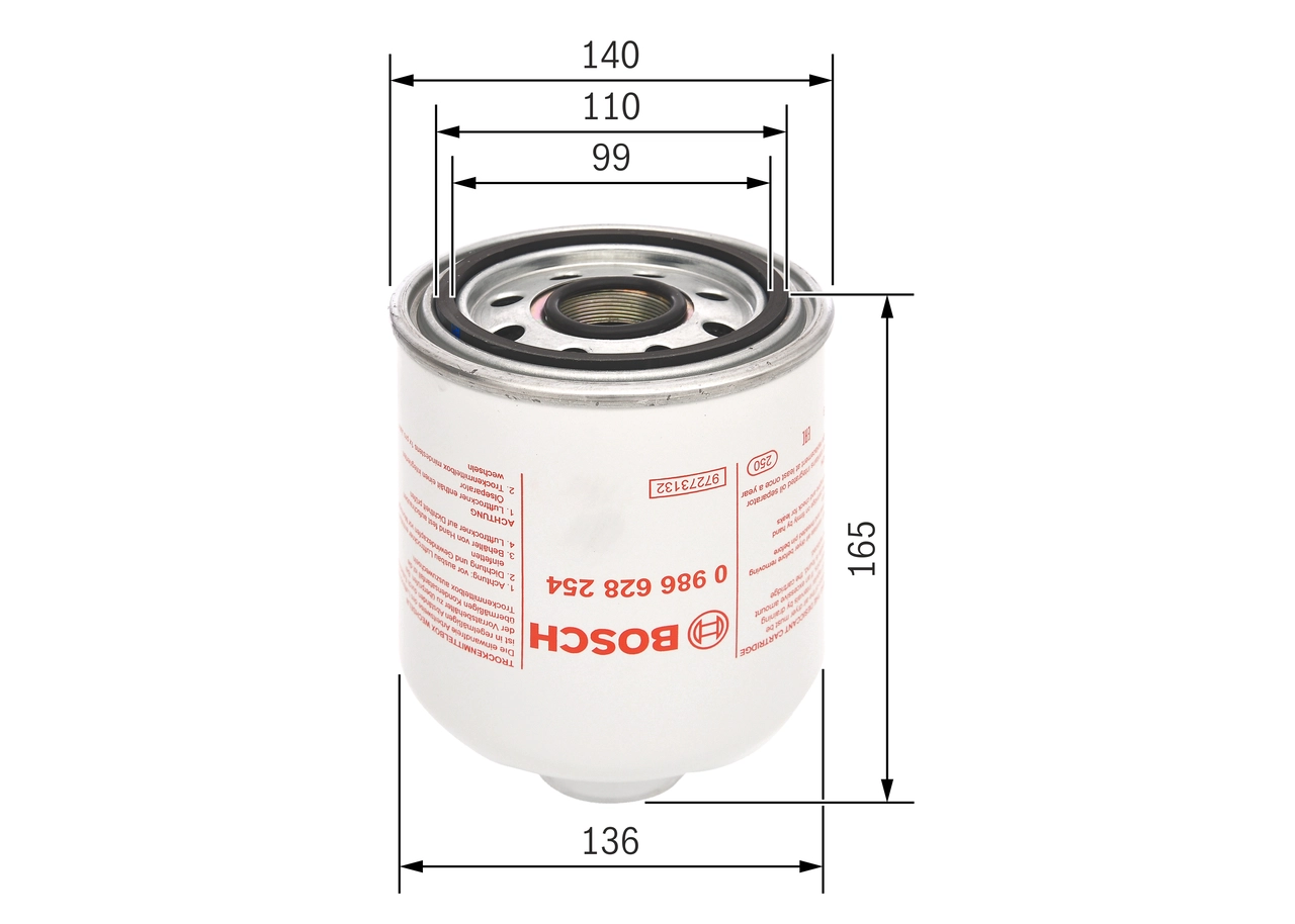 BOSCH 0 986 628 254 - Фильтр осушитель