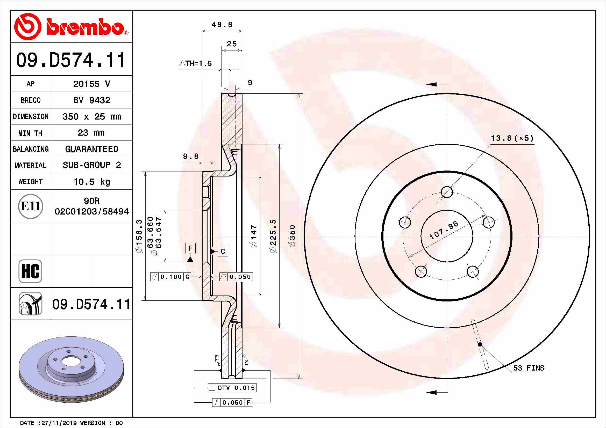 Тормозной диск PRIME LINE - UV Coated