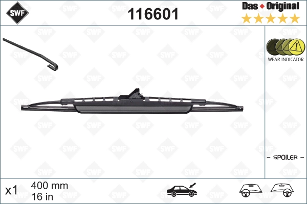 SWF 116601 - Щетка стеклоочистителя DAS ORIGINAL SINGLE