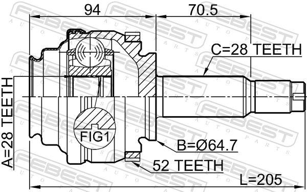 FEBEST 1410-REXA52R - ШРУС