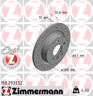 ZIMMERMANN 150.2931.52 - Тормозной диск SPORT BRAKE DISC Z