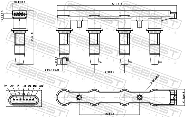 FEBEST 18640-002 - Катушка зажигания