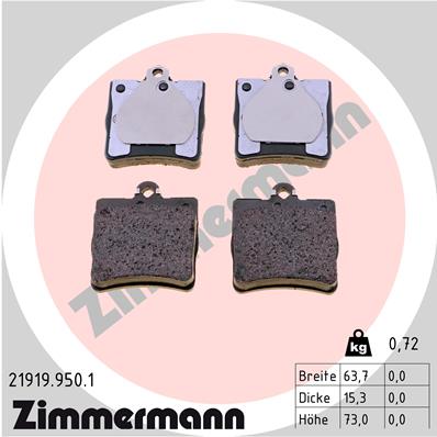 ZIMMERMANN 21919.950.1 - Комплект тормозных колодок, дисковый тормоз rd:z
