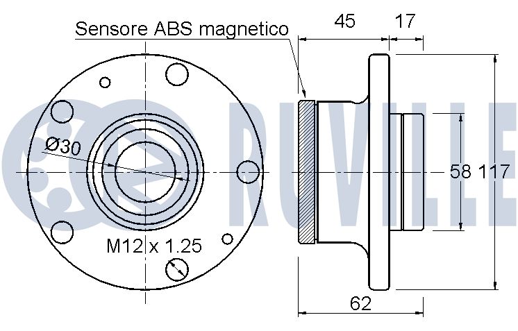 RUVILLE 221557 - Ступичный подшипник