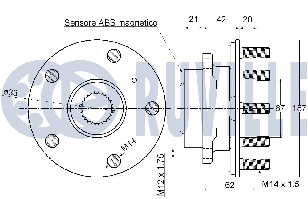 RUVILLE 221849 - Ступичный подшипник