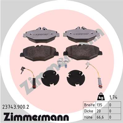ZIMMERMANN 23743.900.2 - Комплект тормозных колодок, дисковый тормоз rd:z