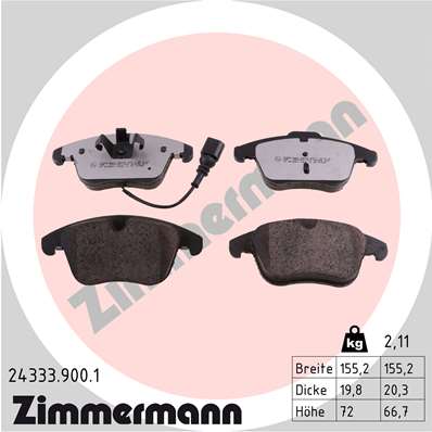 ZIMMERMANN 24333.900.1 - Комплект тормозных колодок, дисковый тормоз rd:z