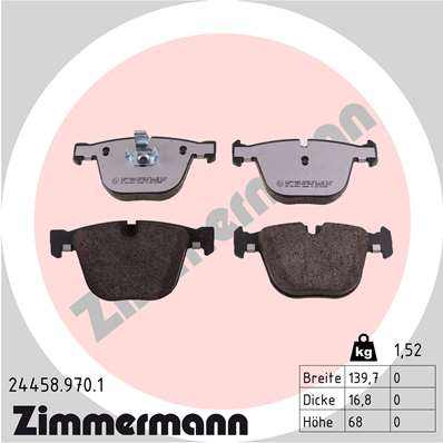 ZIMMERMANN 24458.970.1 - Комплект тормозных колодок, дисковый тормоз rd:z