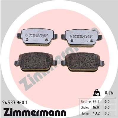 ZIMMERMANN 24537.960.1 - Комплект тормозных колодок, дисковый тормоз rd:z