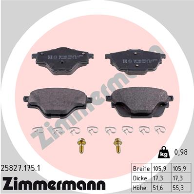 ZIMMERMANN 25827.175.1 - Тормозные колодки 
