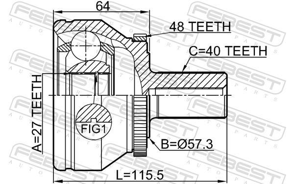 FEBEST 2710-XC90WDA48 - ШРУС