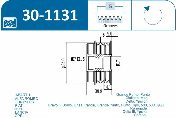 IJS GROUP 30-1131 - Шкив генератора