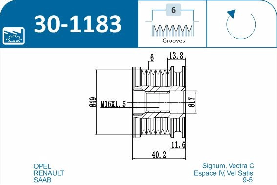 IJS GROUP 30-1183 - Шкив генератора