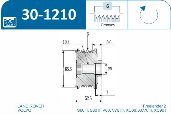 IJS GROUP 30-1210 - Шкив генератора