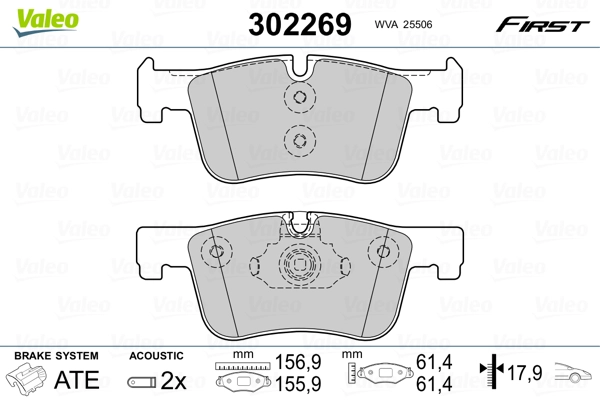 VALEO 302269 - Комплект тормозных колодок, дисковый тормоз FIRST
