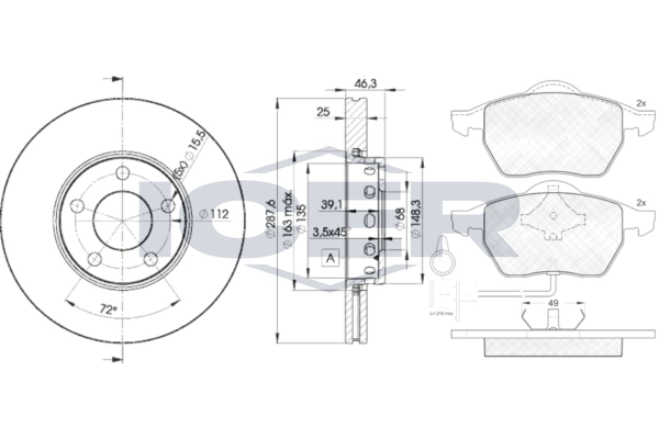 Комплект тормозов, дисковый тормозной механизм