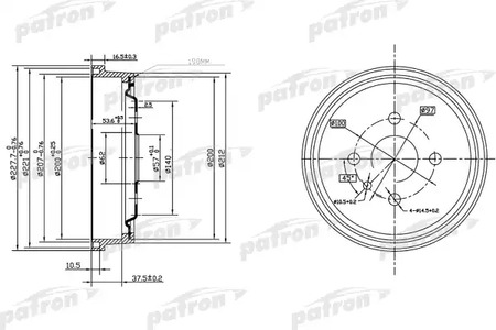 PATRON PDR1118 - Тормозной барабан