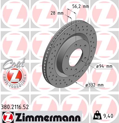 ZIMMERMANN 380.2116.52 - Тормозной диск SPORT BRAKE DISC Z