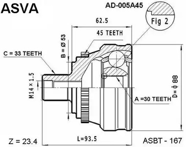 ASVA AD-005A45 - ШРУС