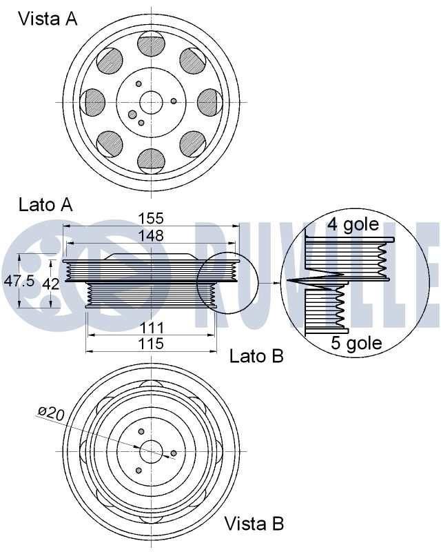 RUVILLE 520367 - Шкив коленвала