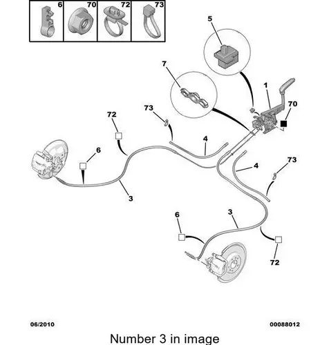 PSA 474631 - трос ручника! п.+л.\ Peugeot 308 all 07>
