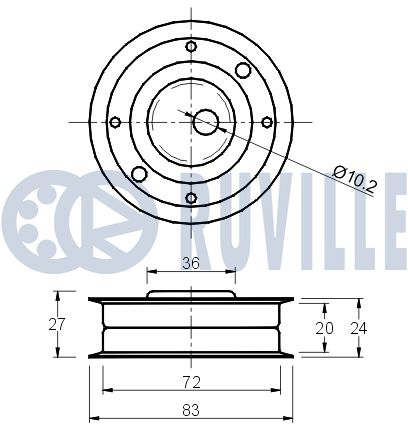 RUVILLE 540002 - Натяжной ролик ГРМ