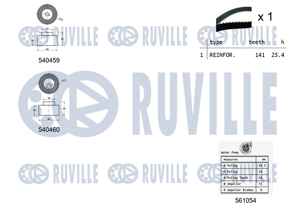 RUVILLE 5500191 - Комплект ремня ГРМ