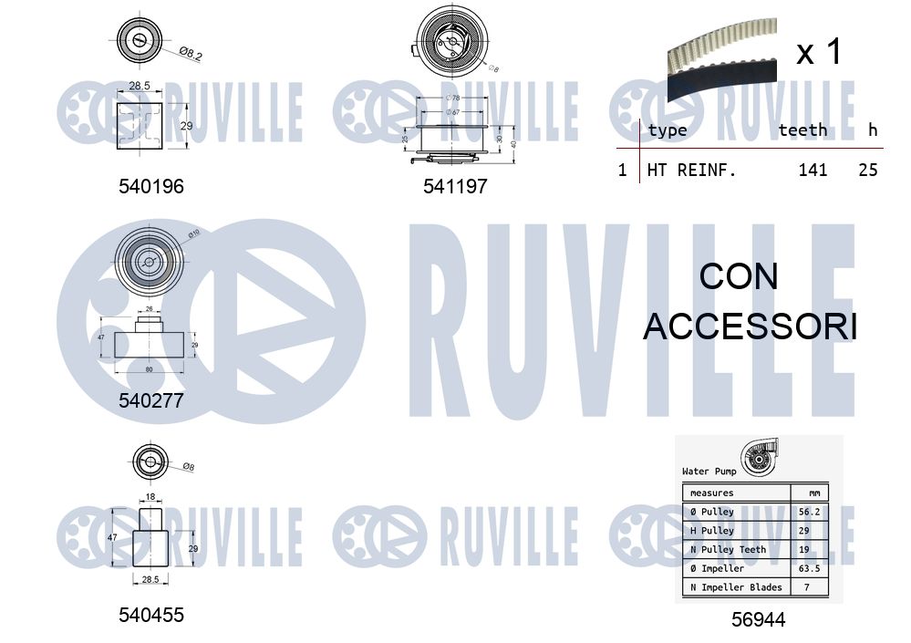 RUVILLE 5500591 - Комплект ремня ГРМ