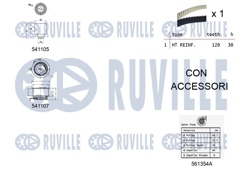RUVILLE 5500612 - Комплект ремня ГРМ