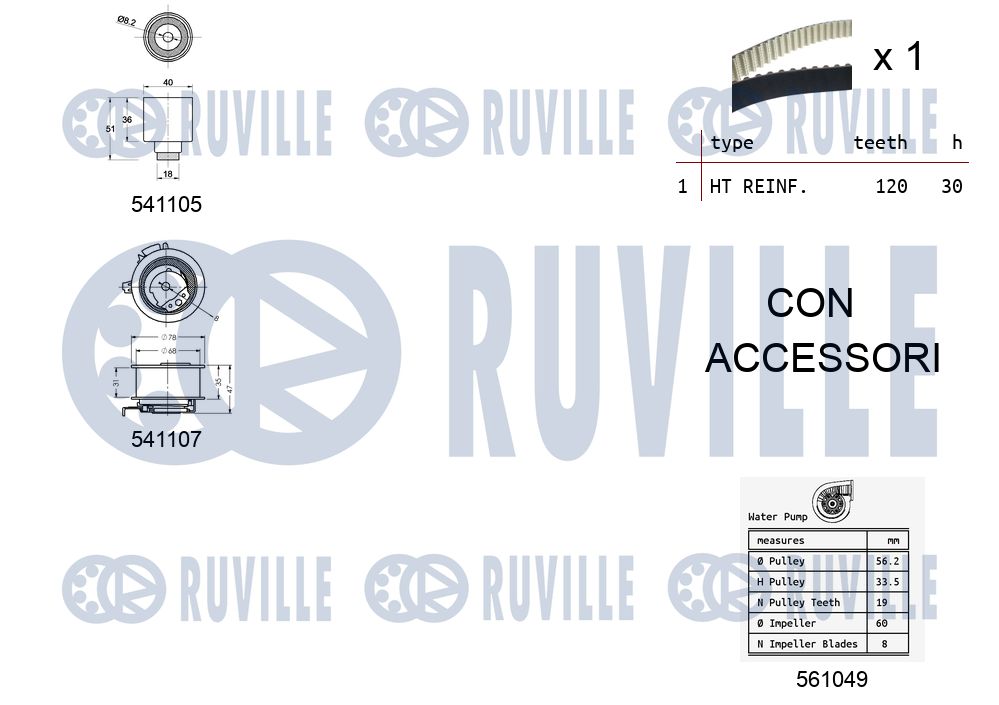 RUVILLE 5500613 - Комплект ремня ГРМ
