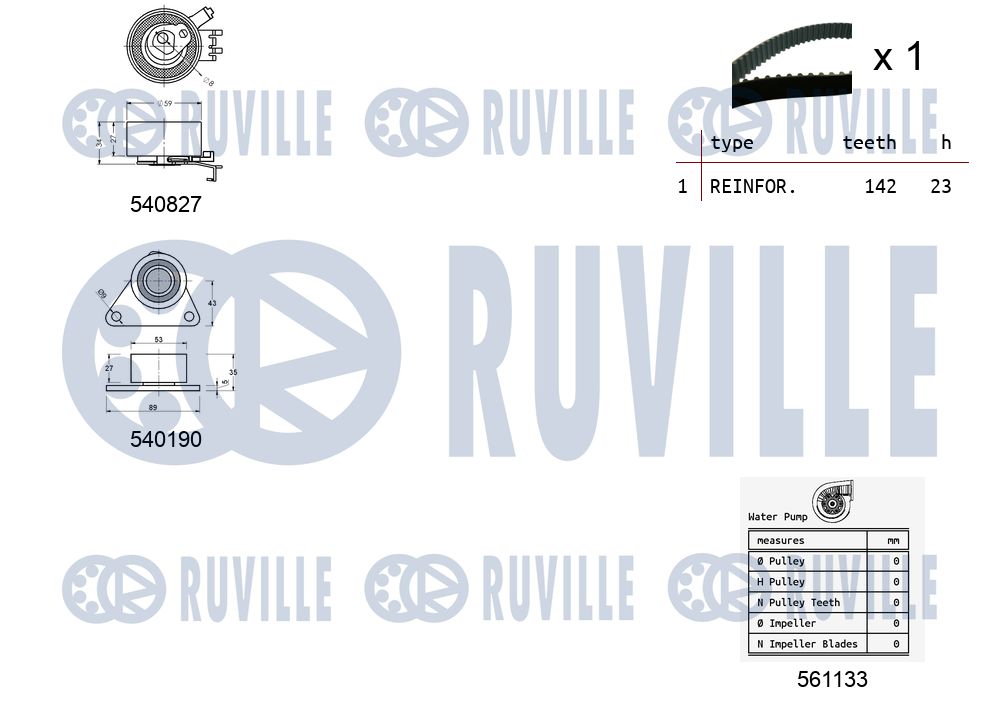 RUVILLE 5501101 - Комплект ремня ГРМ