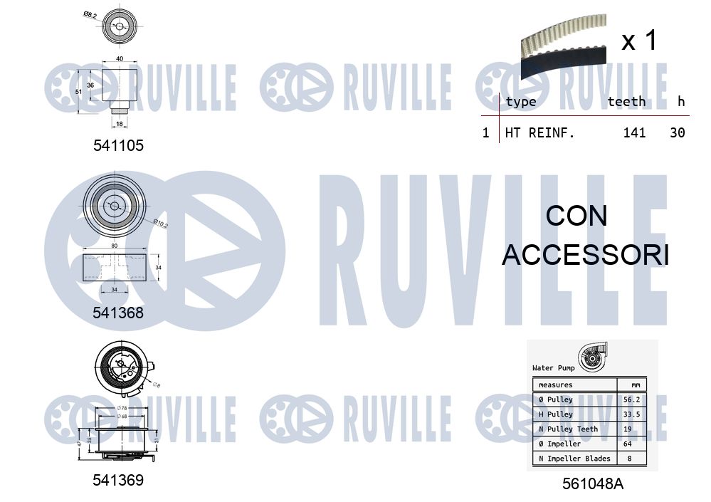 RUVILLE 5501261 - Комплект ремня ГРМ