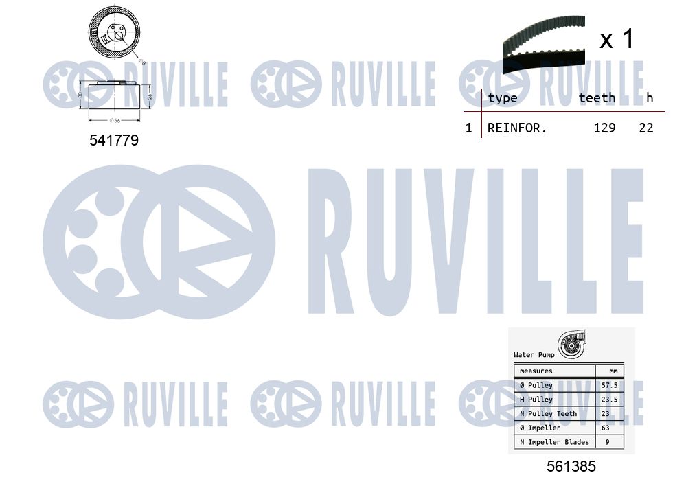 RUVILLE 5502642 - Комплект ремня ГРМ