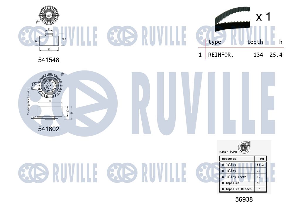 RUVILLE 5502861 - Комплект ремня ГРМ