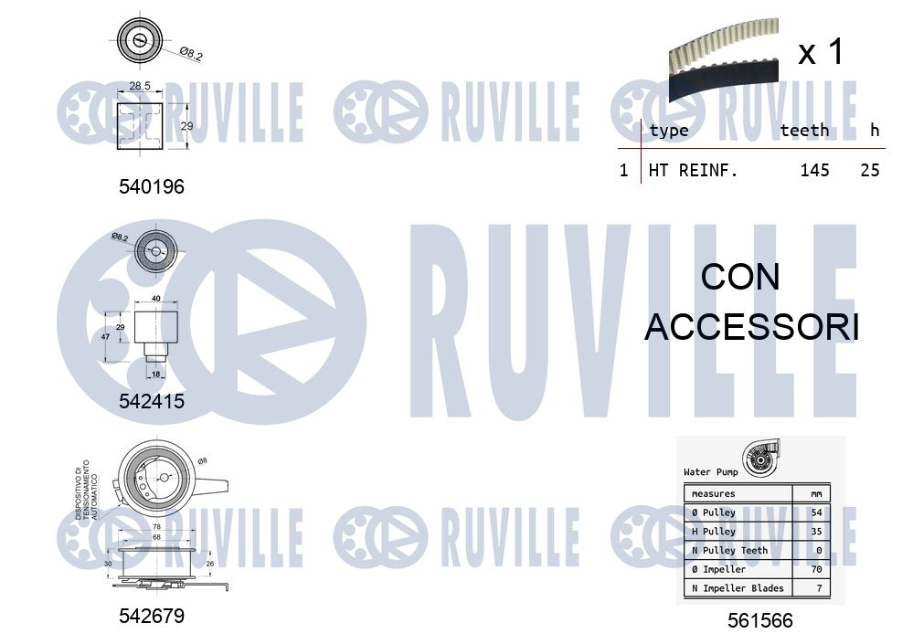 RUVILLE 5503761 - Комплект ремня ГРМ