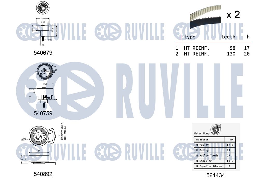 RUVILLE 5503811 - Комплект ремня ГРМ