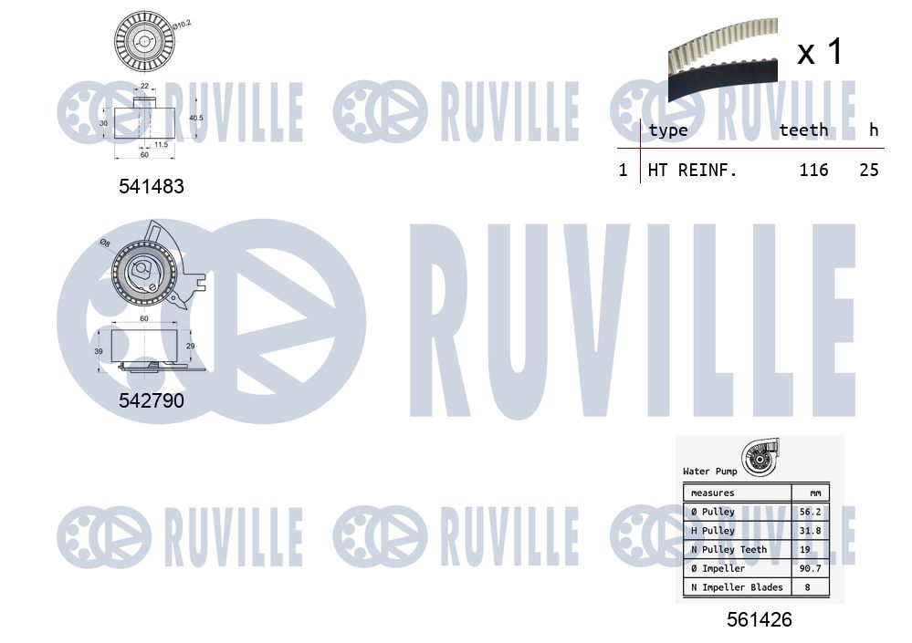 RUVILLE 5504271 - Комплект ремня ГРМ