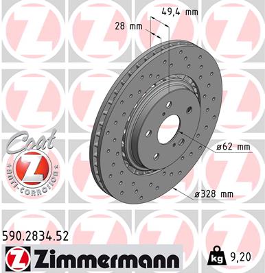 ZIMMERMANN 590.2834.52 - Тормозной диск SPORT BRAKE DISC Z