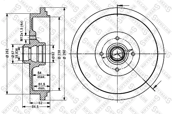 STELLOX 6025-4719-SX - Тормозной барабан