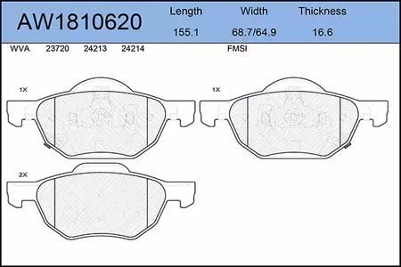AYWIPARTS AW1810620 - Тормозные колодки 